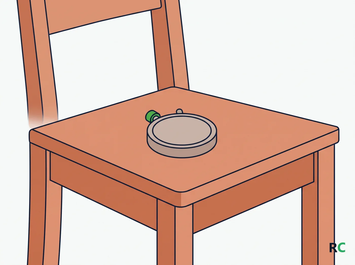 Ilustração de cadeira e cronômetro representando o teste de sentar e levantar