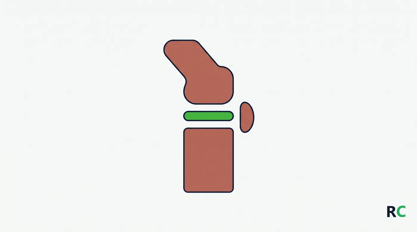 Ilustração de joelho simplificado com as partes separadas