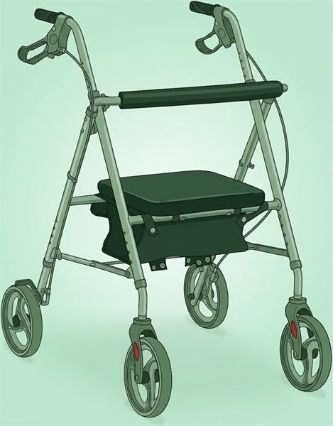 Andador 4 rodas com freios e assento