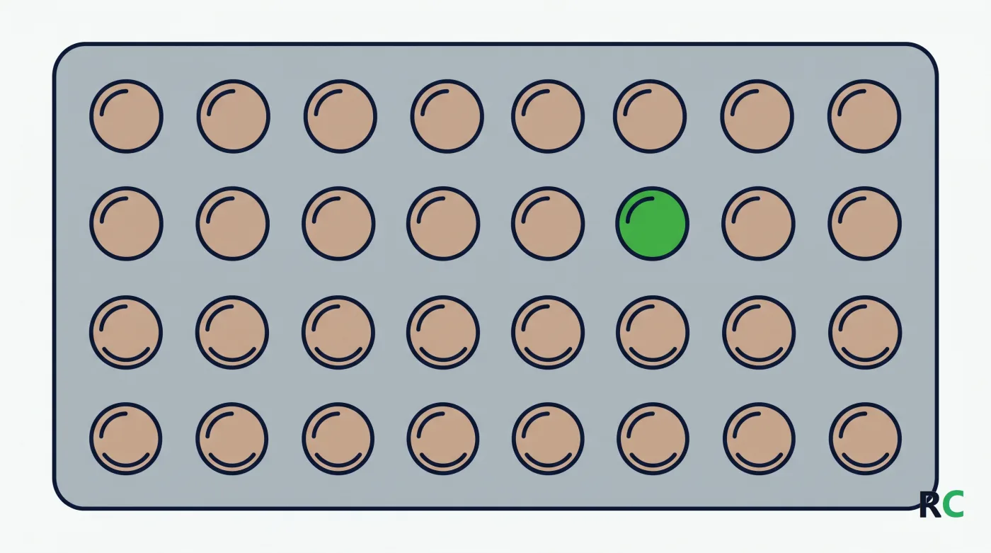 Ilustração de uma cartela de comprimidos ocupando quase todo o quadro