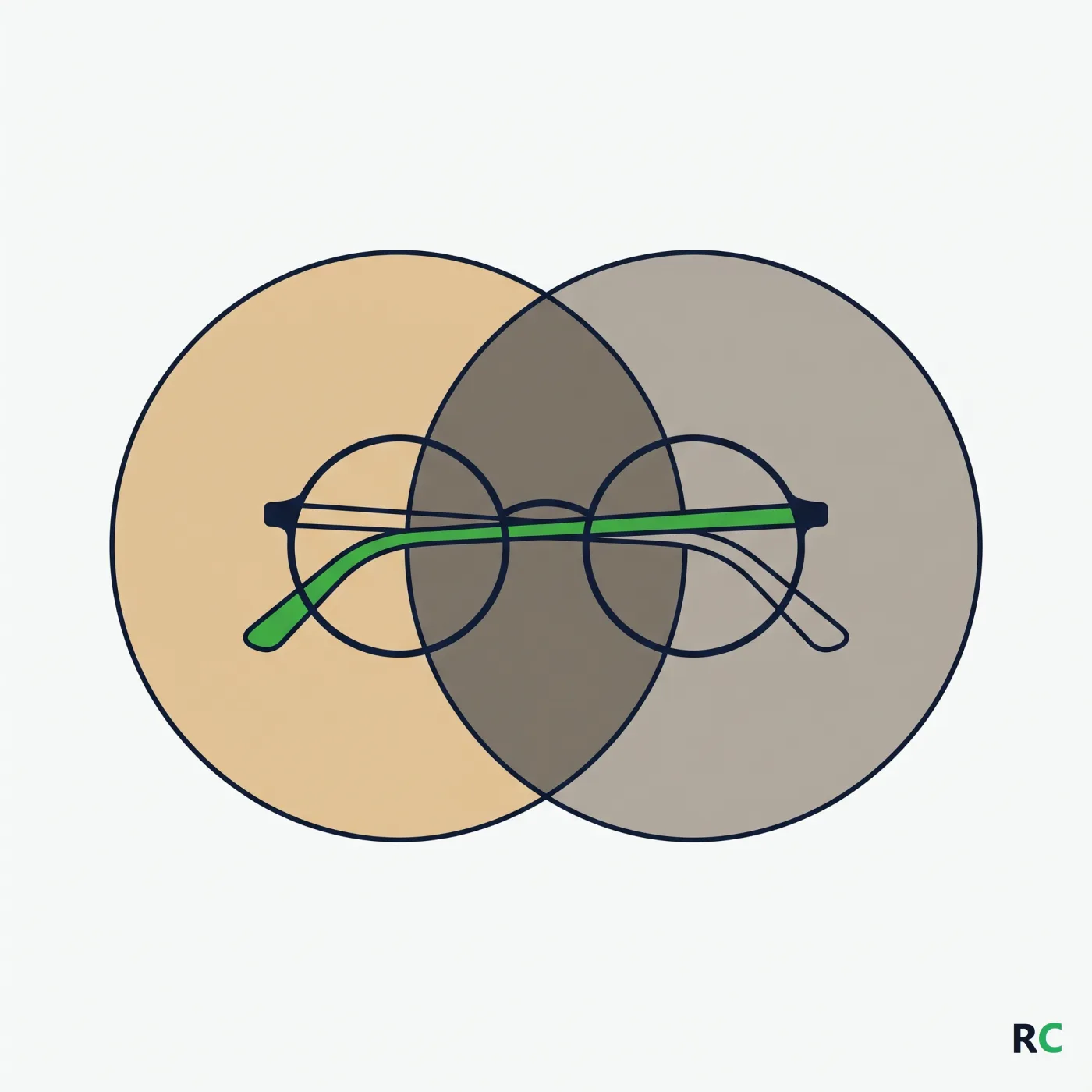 Ilustração de óculos sobre círculos sobrepostos
