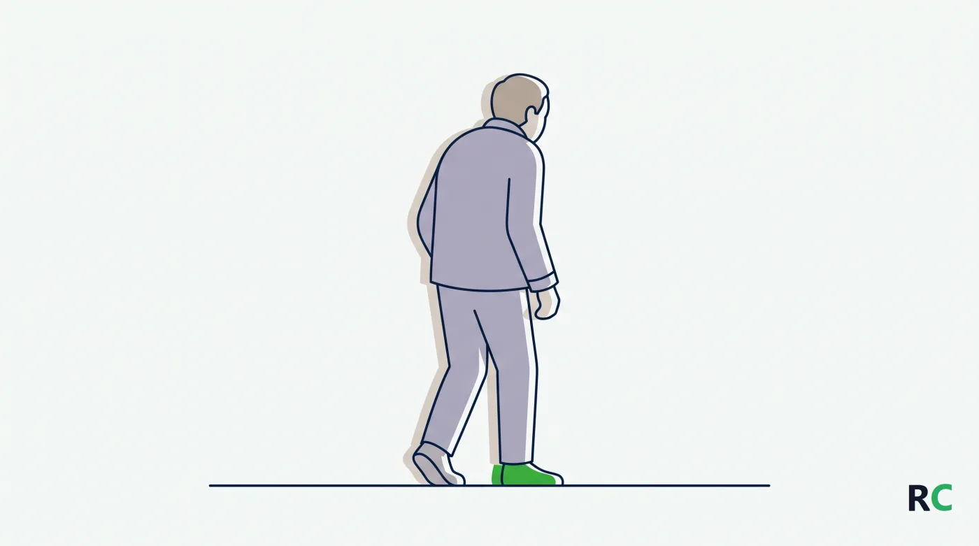 Ilustração de idoso caminhando com contorno duplo deslocado