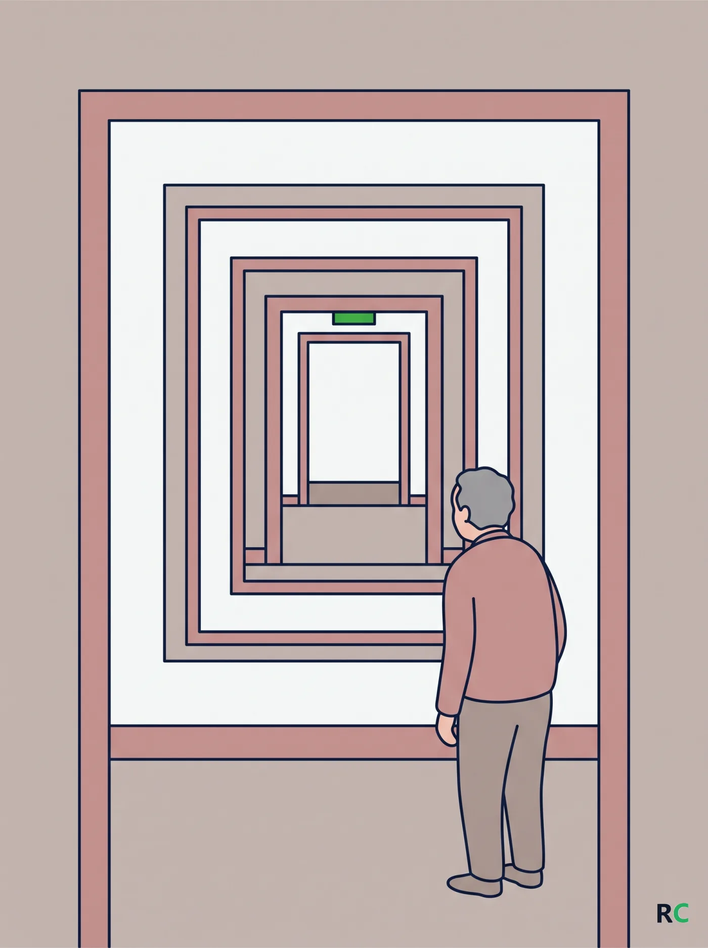 Ilustração de vãos de porta concêntricos que vão se estreitando