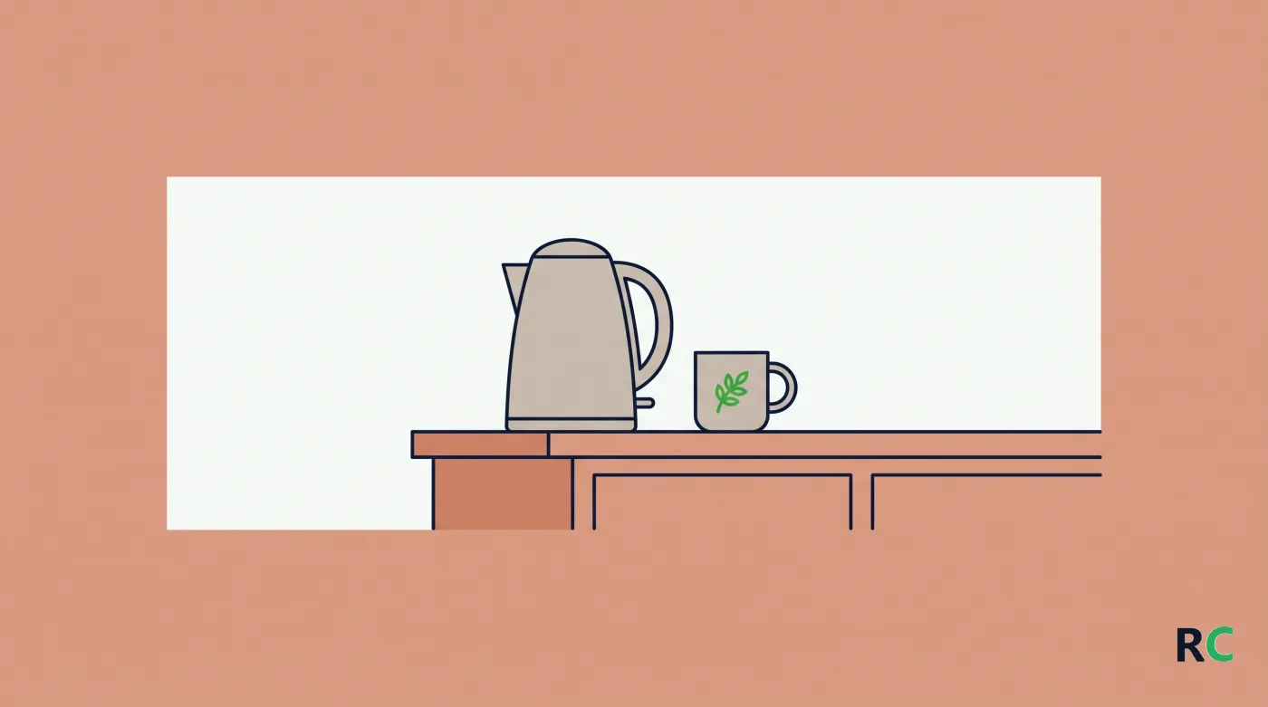 Ilustração de canto de cozinha recortado em branco sobre fundo sólido