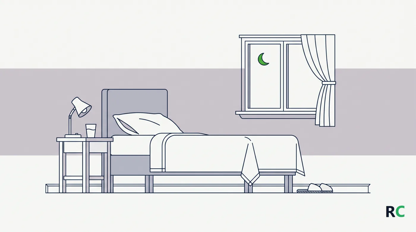 Ilustração de um quarto simples atravessado por uma faixa horizontal