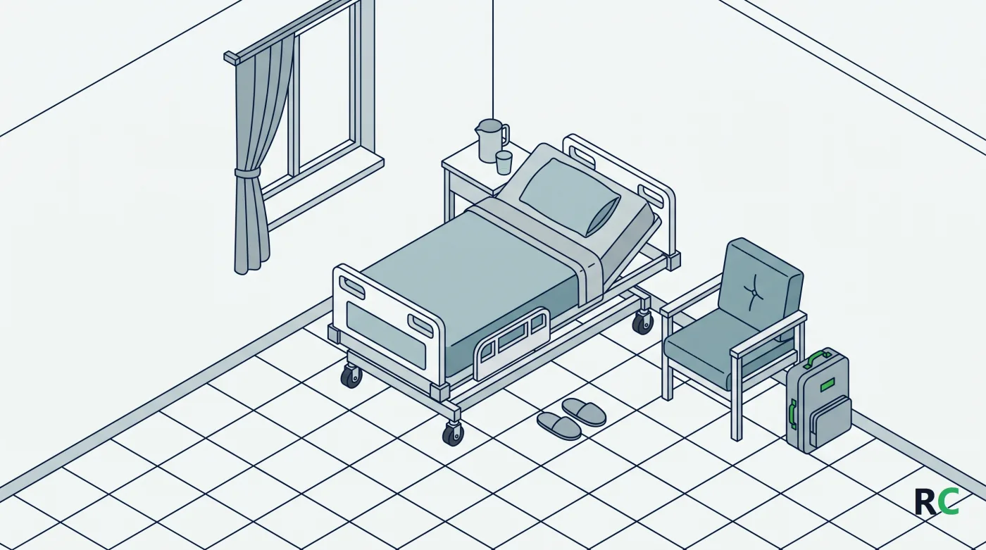 Ilustra&ccedil;&atilde;o isom&eacute;trica de um quarto simples com cama, poltrona e janela