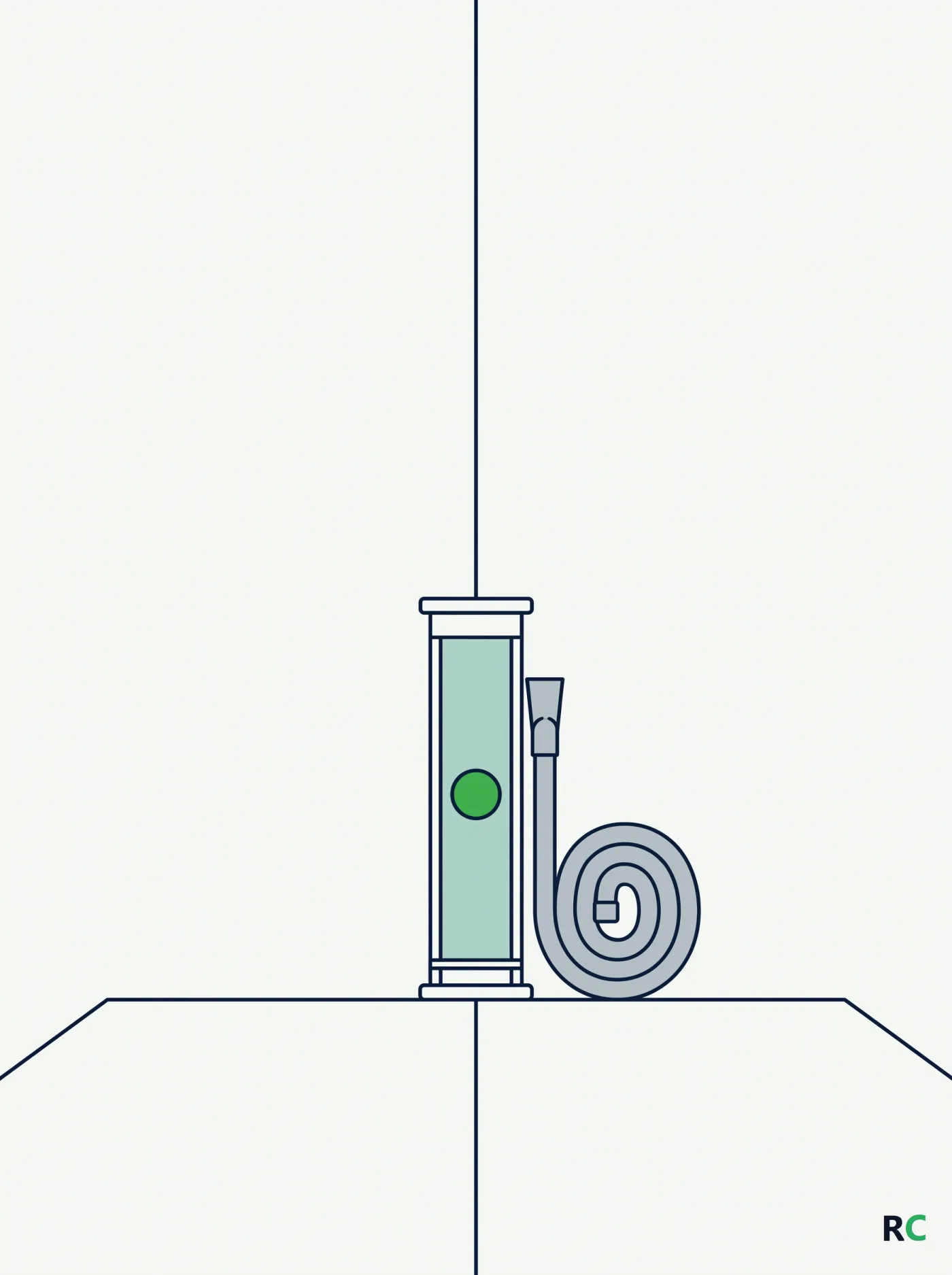 Ilustração vertical de dispositivo de exercício respiratório sobre a mesa