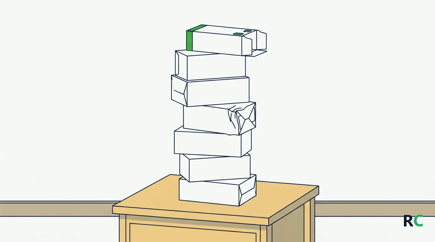 Ilustração de caixas de remédio empilhadas uma sobre a outra